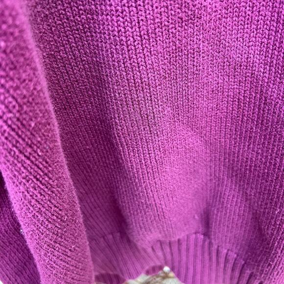 Vintage 90s Eddie Bauer Plum Maroon Cotton Knit Crewneck Sweater XL - Picture 4 of 8